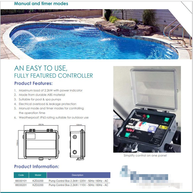 Swimming pool system pump control box