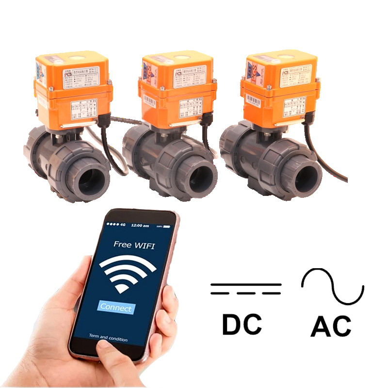 Customized Smart WiFi Mobile Actuator Control Full Port Electric Ball Valve DC and AC Drive PVC Plastic Ball Valve