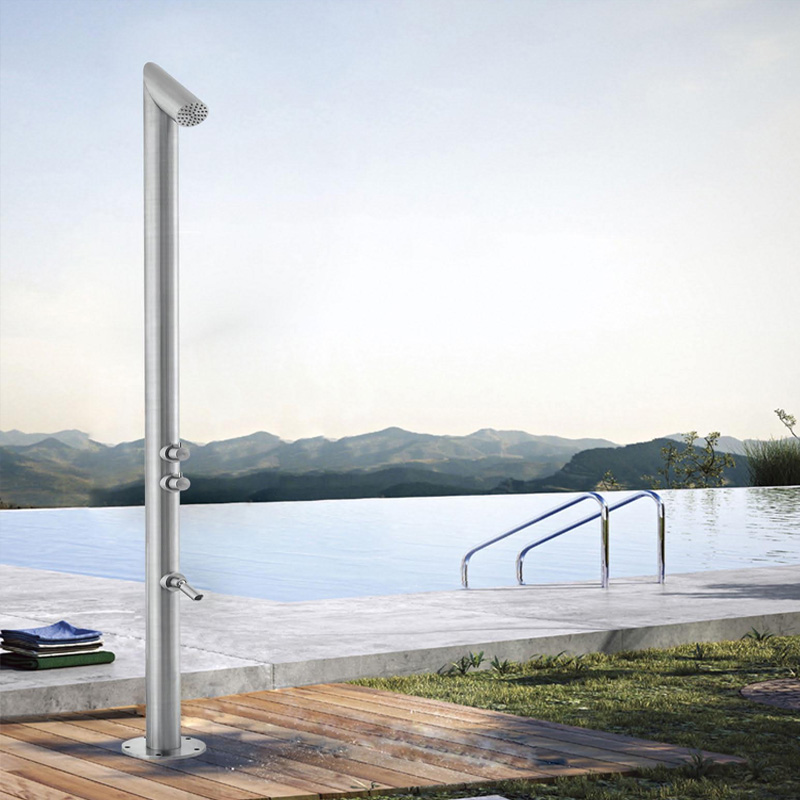 Stainless steel outdoor shower. Backyard garden pool beach solar outdoor standing shower faucet shower column