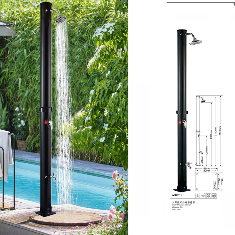 Stainless steel outdoor shower. Backyard garden pool beach solar outdoor standing shower faucet shower column