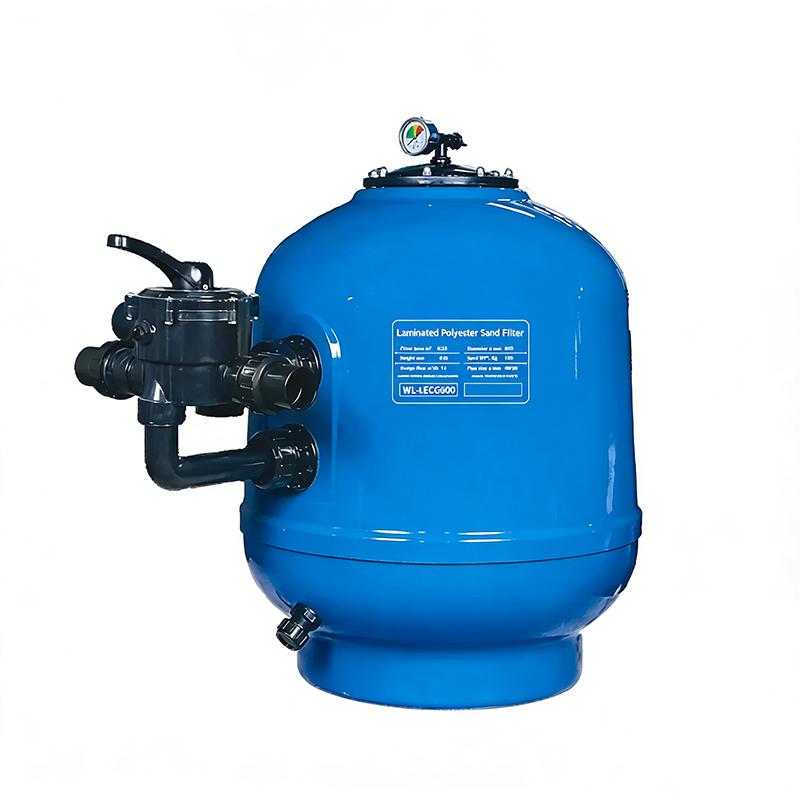 Premium Laminated Fiberglass Pool Sand Filter, Side-mounted, Gel-coated.  Suitable for Residential and Commercial Pools.