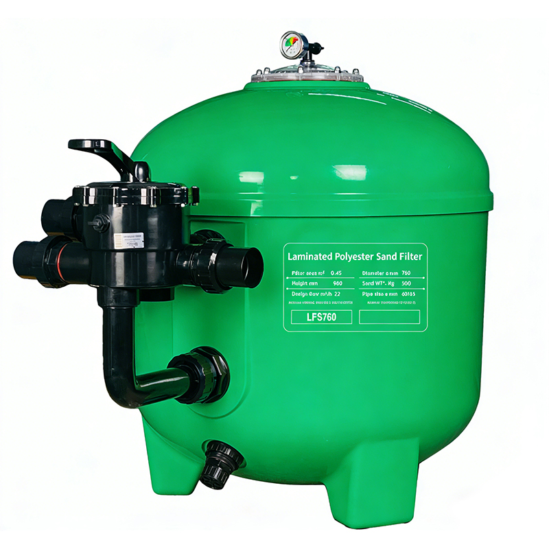 Premium Laminated Fiberglass Pool Sand Filter, Side-mounted, Gel-coated.  Suitable for Residential and Commercial Pools.