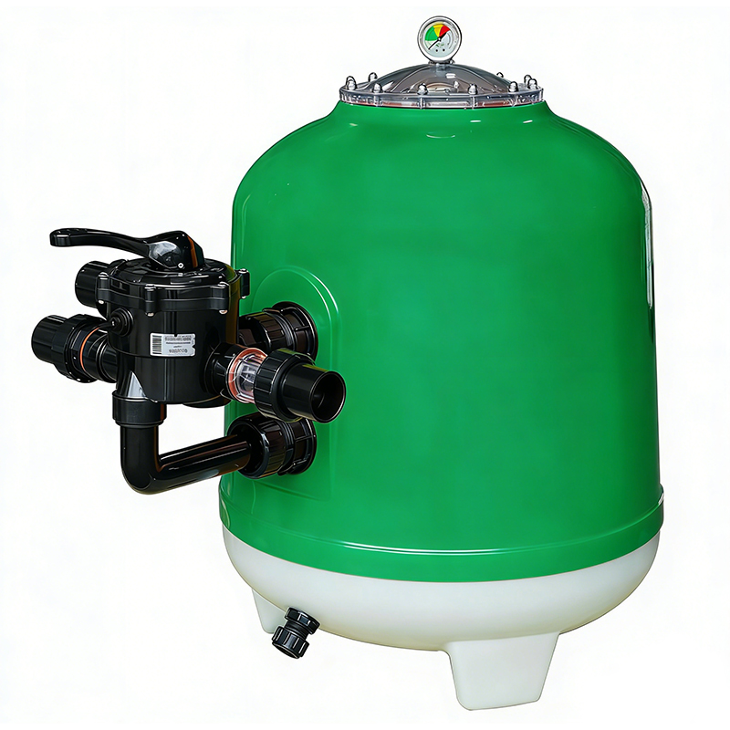 Premium Laminated Fiberglass Pool Sand Filter, Side-mounted, Gel-coated.  Suitable for Residential and Commercial Pools.