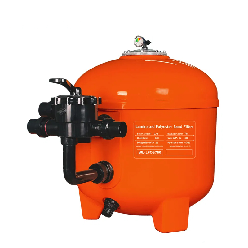 Premium Laminated Fiberglass Pool Sand Filter, Side-mounted, Gel-coated.  Suitable for Residential and Commercial Pools.