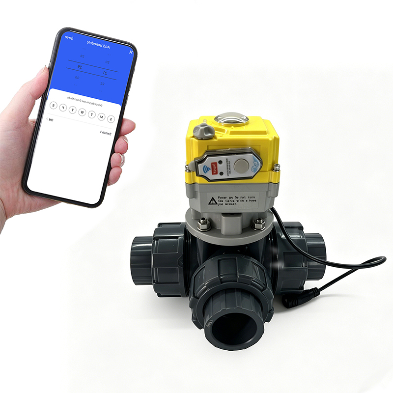 Intelligent electric 3-way valve PVC electric valve with 24V actuator, electric water valve supports OEM customization