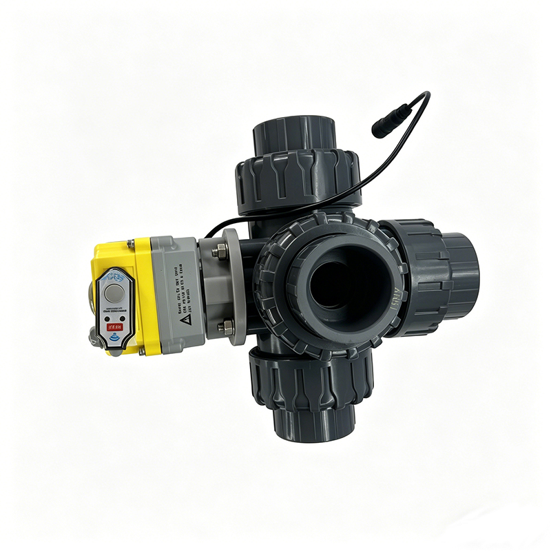 Intelligent electric 3-way valve PVC electric valve with 24V actuator, electric water valve supports OEM customization