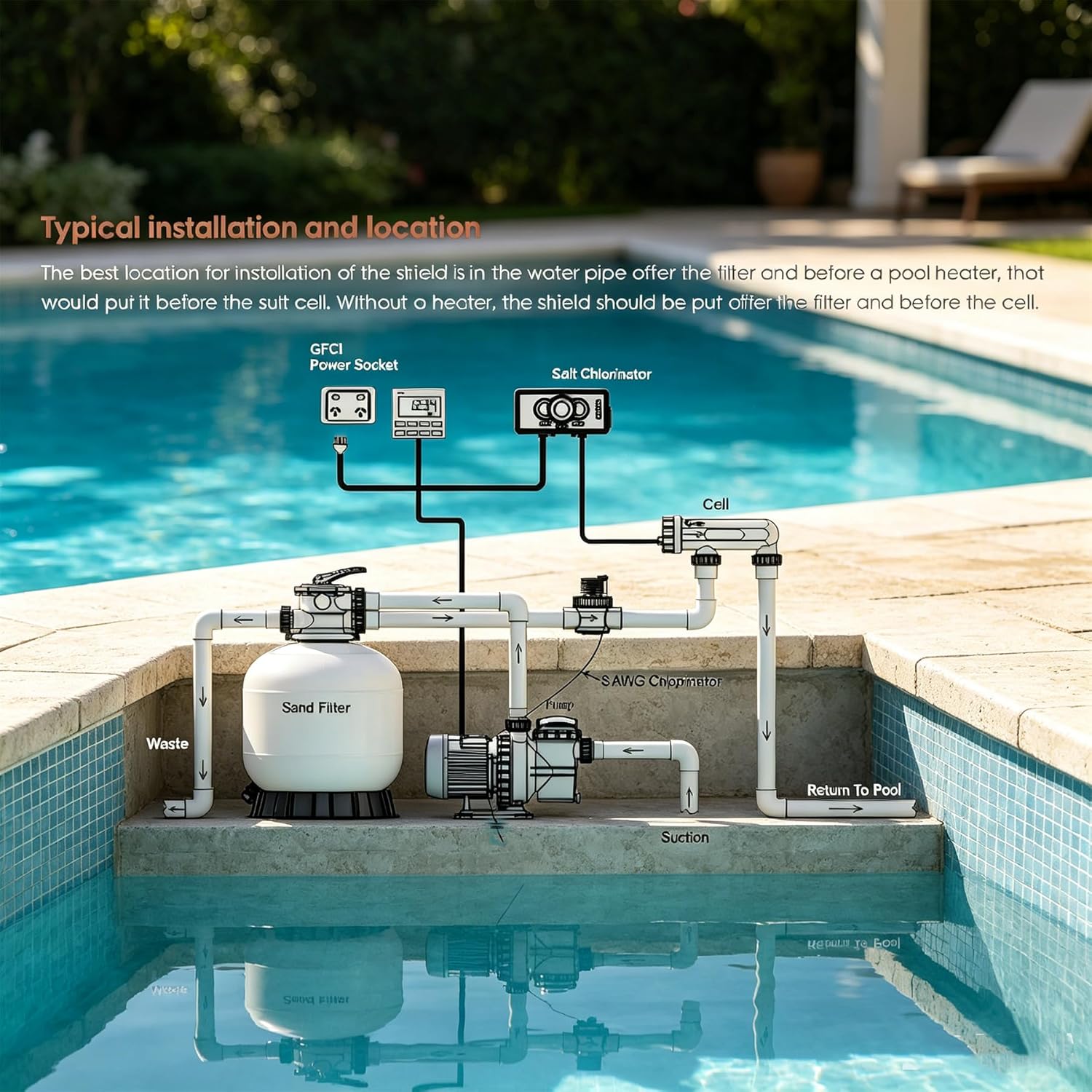 Sacrificial anode protection cover  Suitable for swimming pools and spas