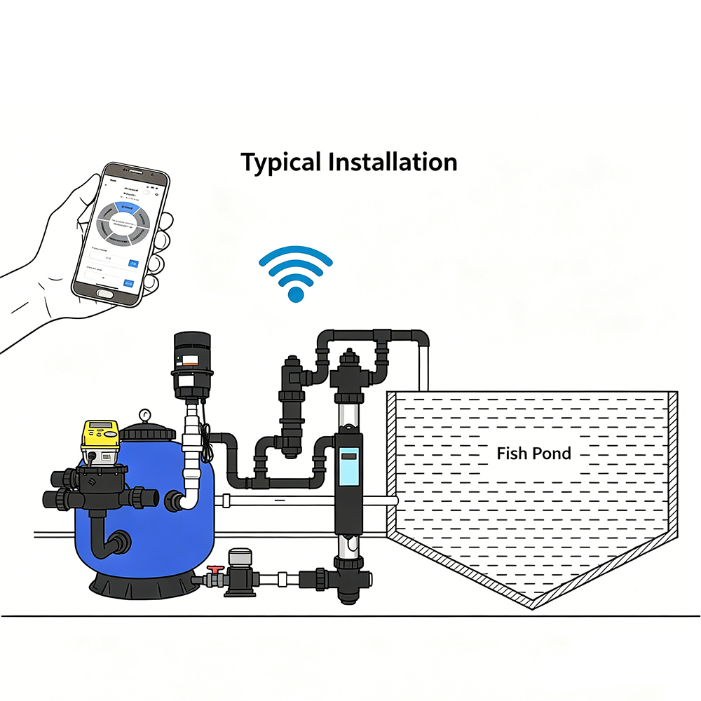 Intelligent Pond Biological Filtration System  WiFi-Powered Pond Filter with UV Function